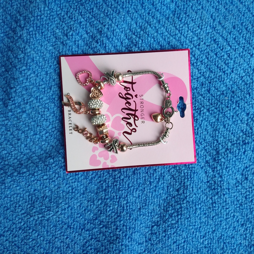 Together Silver and Pink Heart Charm Bracelet